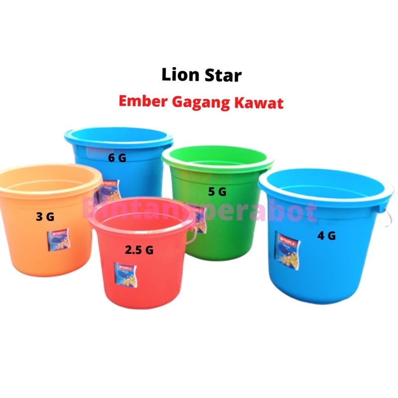 Jual Lion Star Ember Plastik Gagang Kawat Uk 25 3 4 5 6 Galon 510152025 Liter Ember 2108