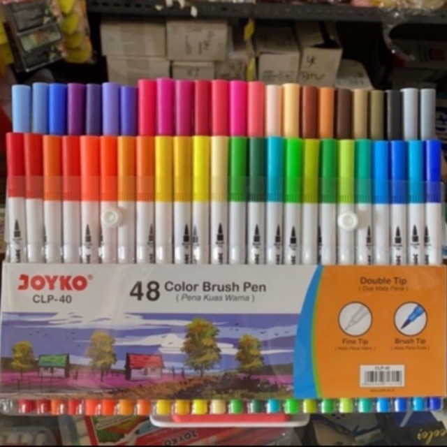 

Joyko Brush Pen 48 Color / Kuas Spidol Set 48 Warna CLP-40 Dual Tip CLP40 ( 2 kepala )