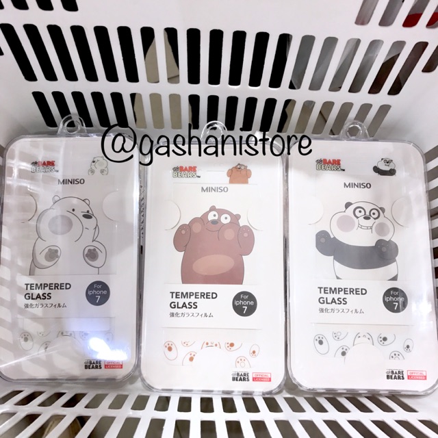 Tempered Glass 'We Bare Bears iPhone 7' panpan, grizz, ice