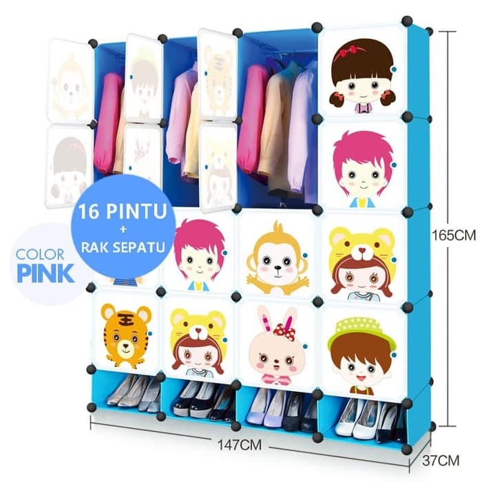 rak pakaian terbaru laci promo murah rak bayi susun C2I6 penyimpanan polos gantung kabinet lipat kar