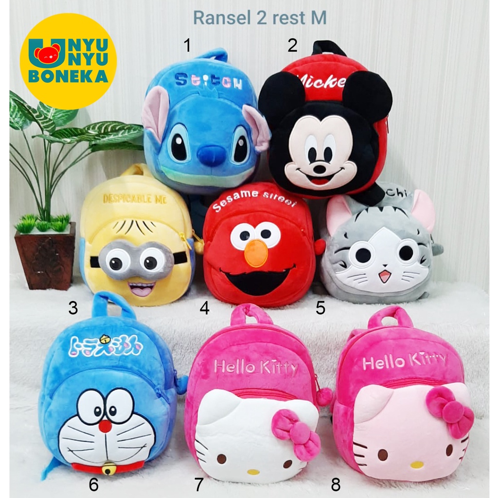 Tas ransel pretty melody minion pooh pig mickey Furcyu catk uda pony sapi tiger animal duck sekolah