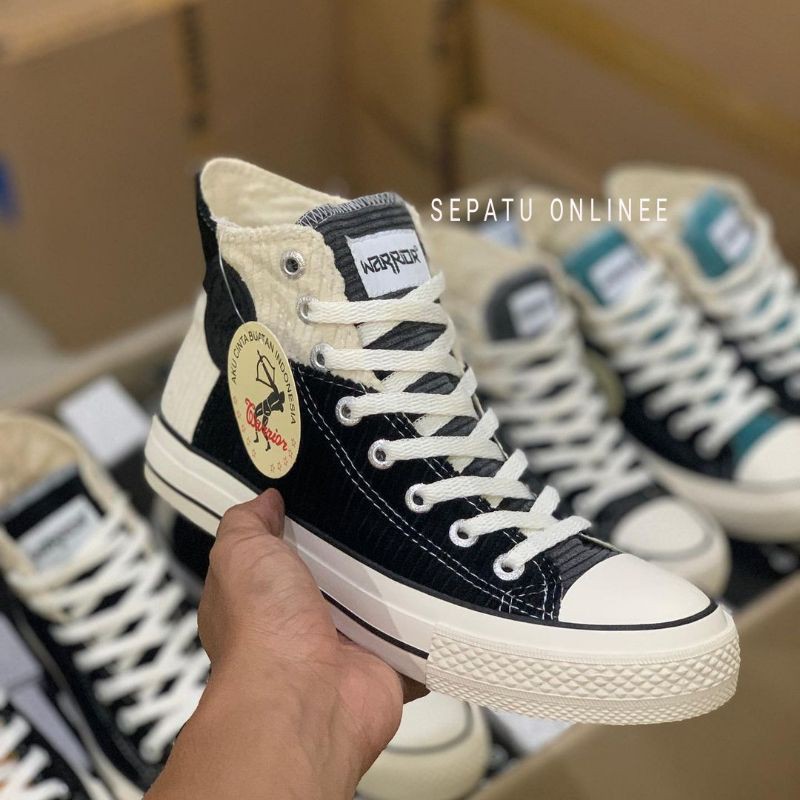 Sepatu Warior original - Warrior Tristan Black white Grey Yellow Tosca Maroon high cut