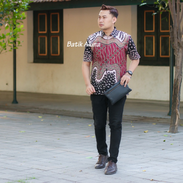 Baju Batik Cowok Modern Premium Original Batik Aluna Solo PD 016