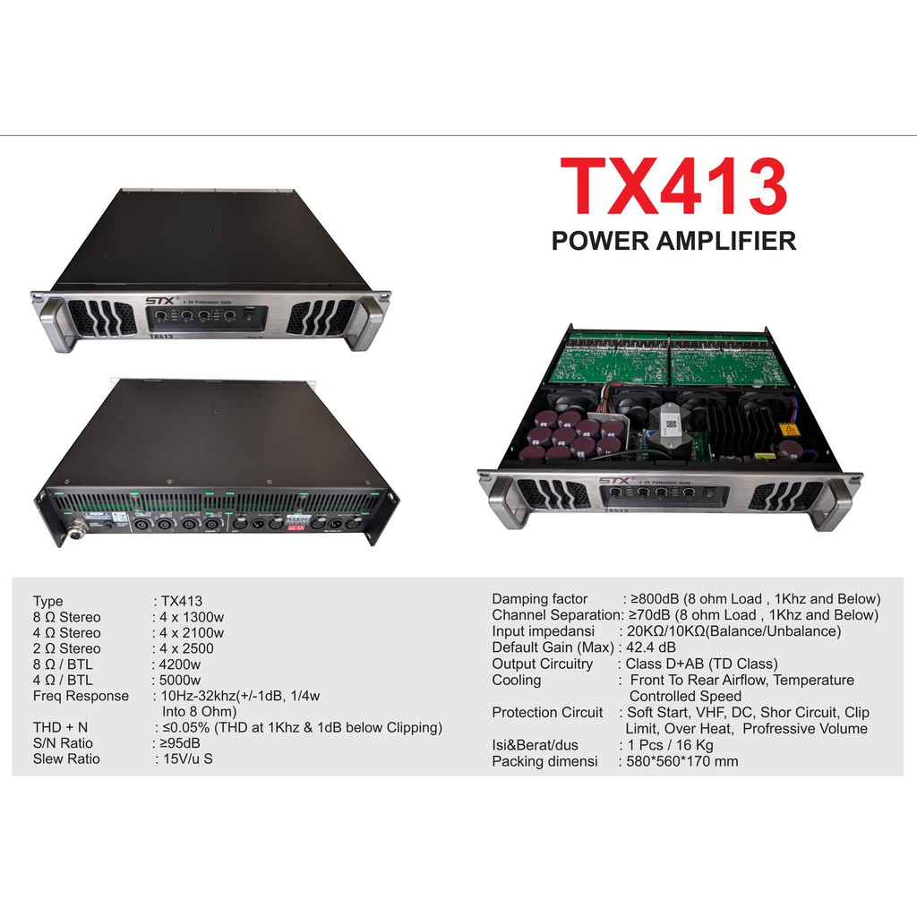 Power Profesional Amplifier Merk STX Type TX413
