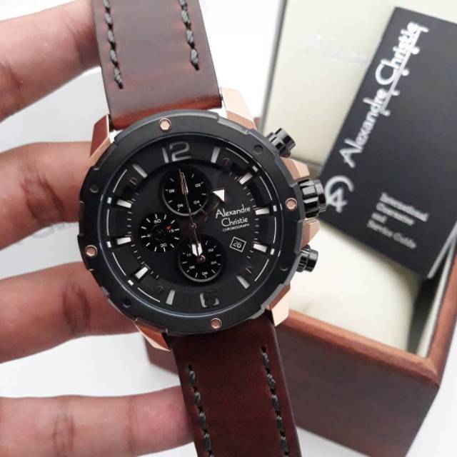 Jam Tangan Alexandre Christie AC6410 leather Original