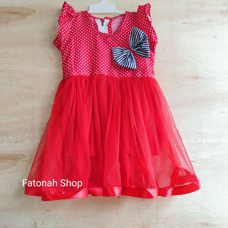 Dress Anak 1 2 tahun Gaun anak cewek tutu polka baju anak perempuan ( Dress AYUMITA  )