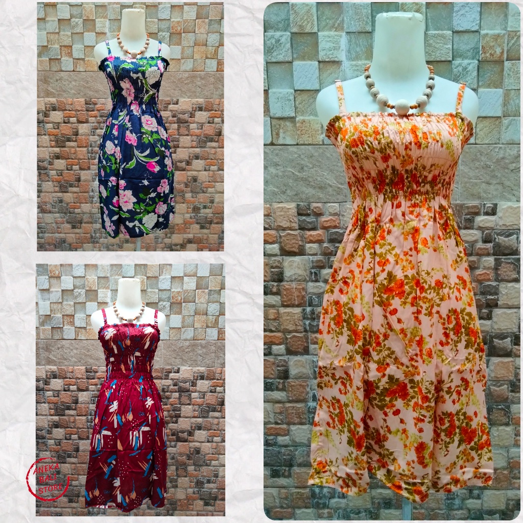 Dress kerut Tali BH pendek bali, atasan wanita, casual dress, pakaian wanita murah, short dress, baj