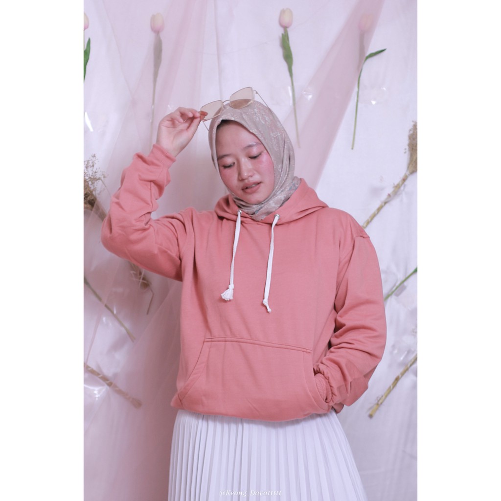 Natural Hoodie BASIC || SWEATER POLOS PRIA DAN WANITA-SALMON