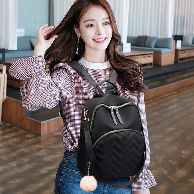 TAS RANSEL WANITA ANTI AIR KOREA HITAM TA462B5 CILIA GENDONG PREMIUM BACKPACK SEKOLAH REMAJA KULIAH CEWEK KERJA PUNGGUNG BESAR