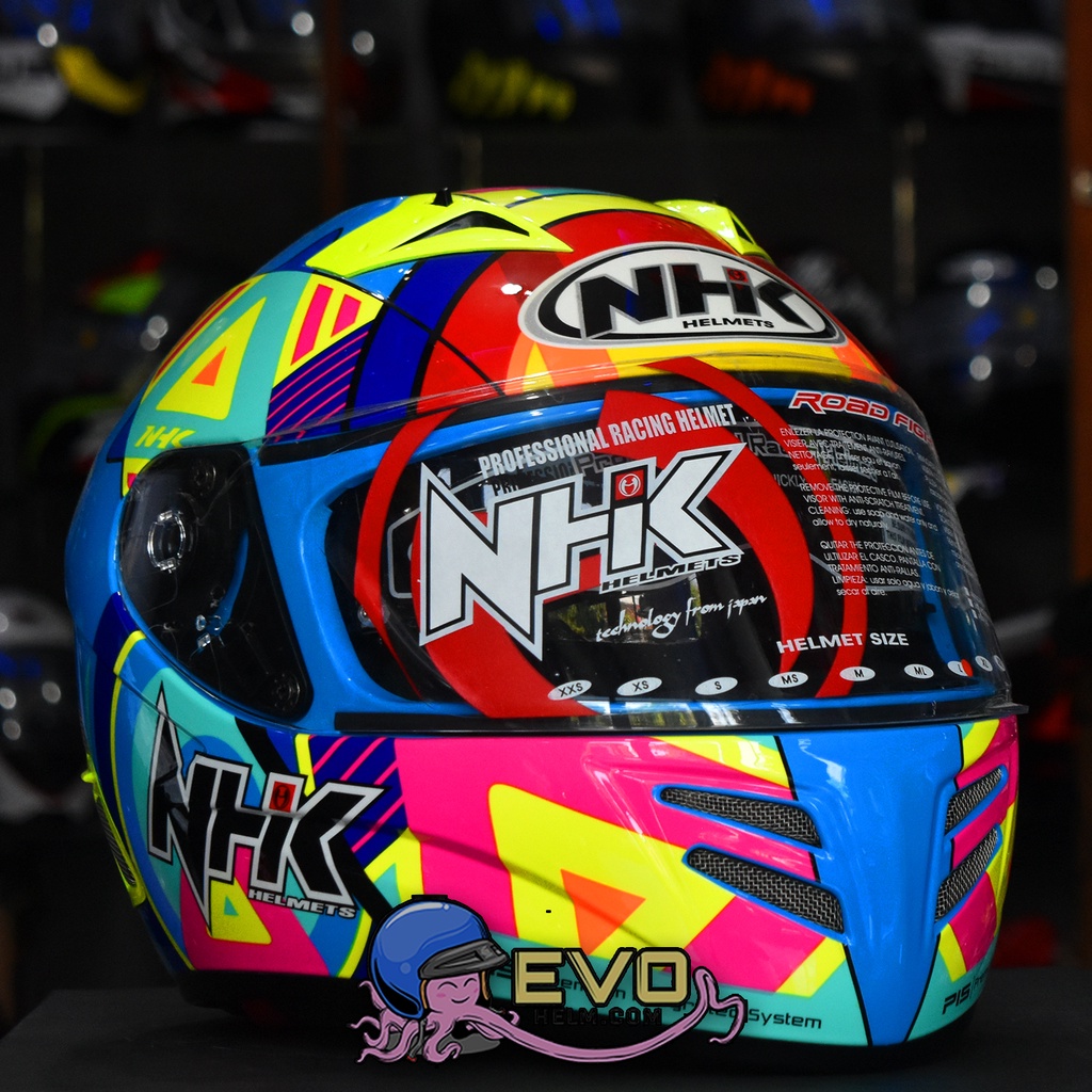 HELM NHK TERMINATOR PIGMEN BLUE FLUO ORIGINAL - HELM NHK TERMINATOR RACING NHK RACING NHK PIGMENT