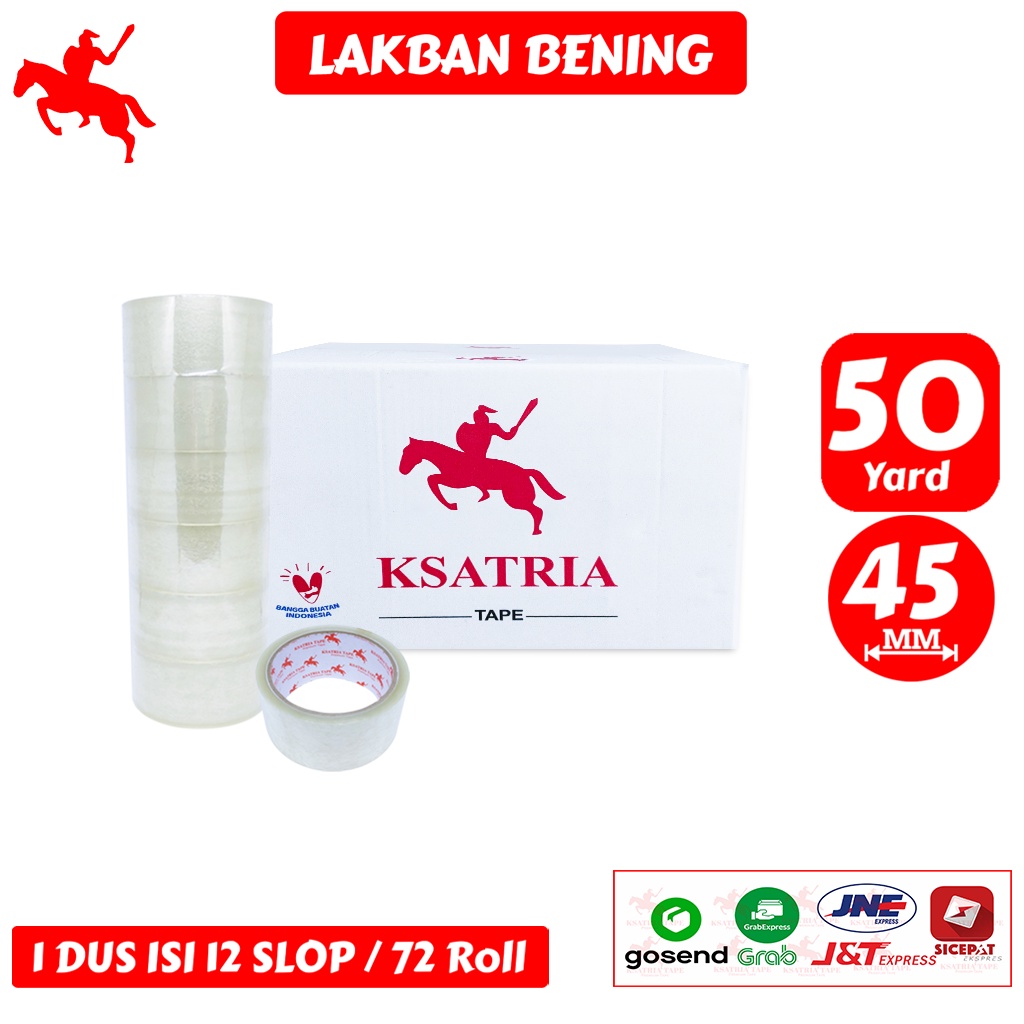 

Lakban OPP Tape / Lakban Bening KSATRIA Tape 50 Yard (1 Dus)