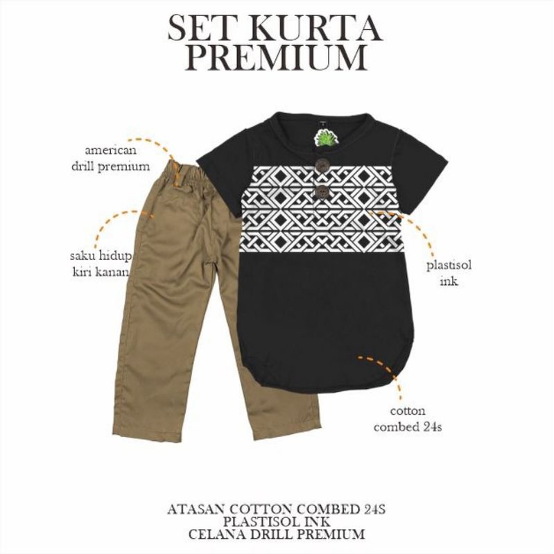 Pineapple Setelan Kurta Chino Setelan Anak Laki Laki Usia 4  Sd 12 Tahun -KBS