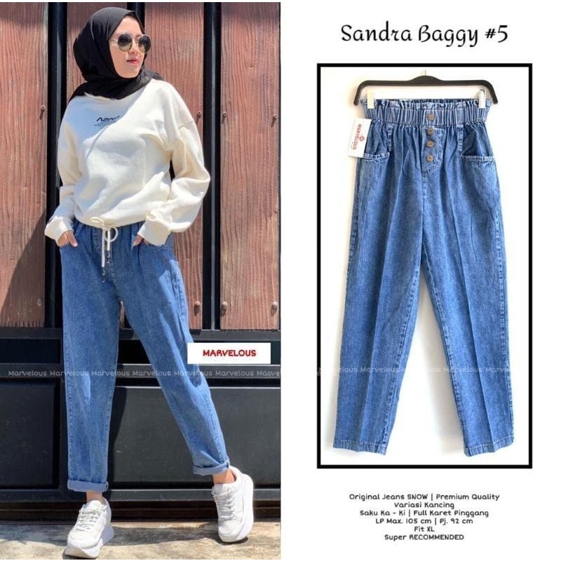 celana baggy jeans Sandra baggy kekinian muat BB 70kg