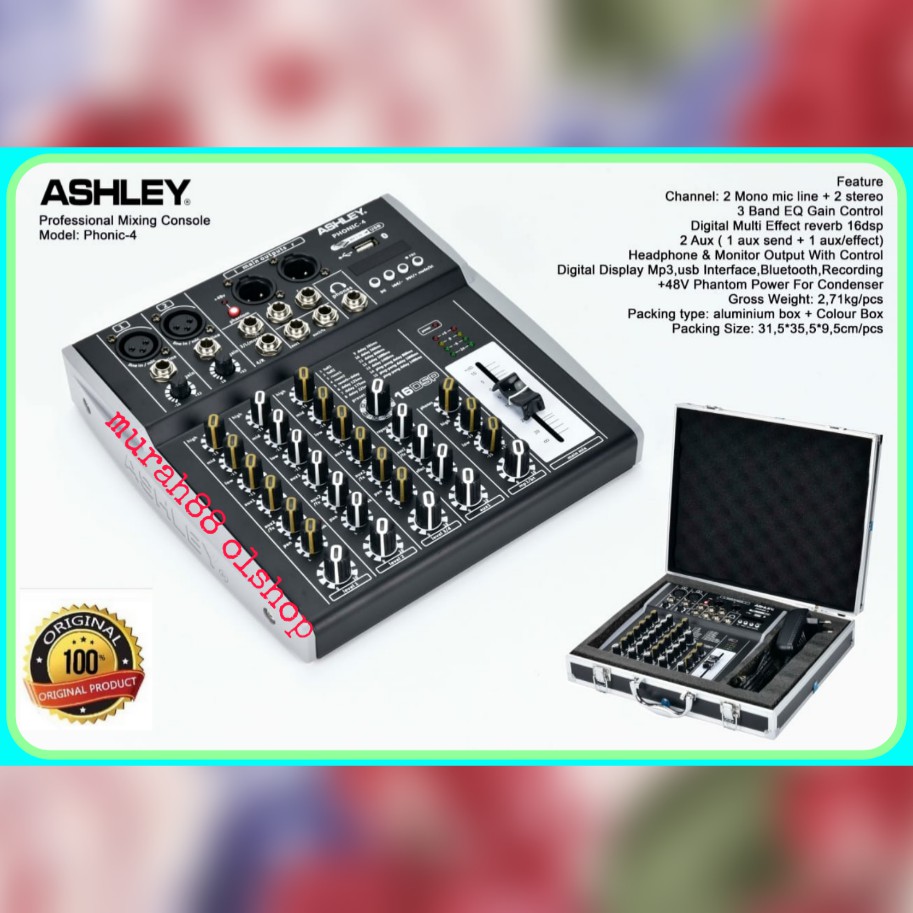 MIXER AUDIO ASHLEY PHONIC-4 4 ch ORIGINAL FREE HARDCASE TOP SELLER