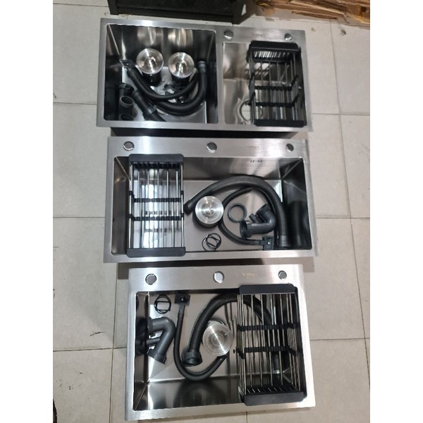 KITCHEN SINK / Bak cuci piring 2 lubang stainless 304 tebal 3mm anti karat 82cm