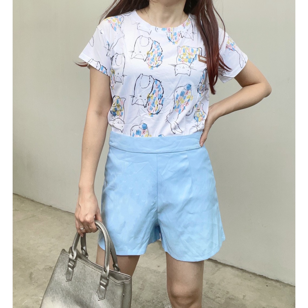 SL90 - CELANA PENDEK SHORT POLOS BLUE WANITA