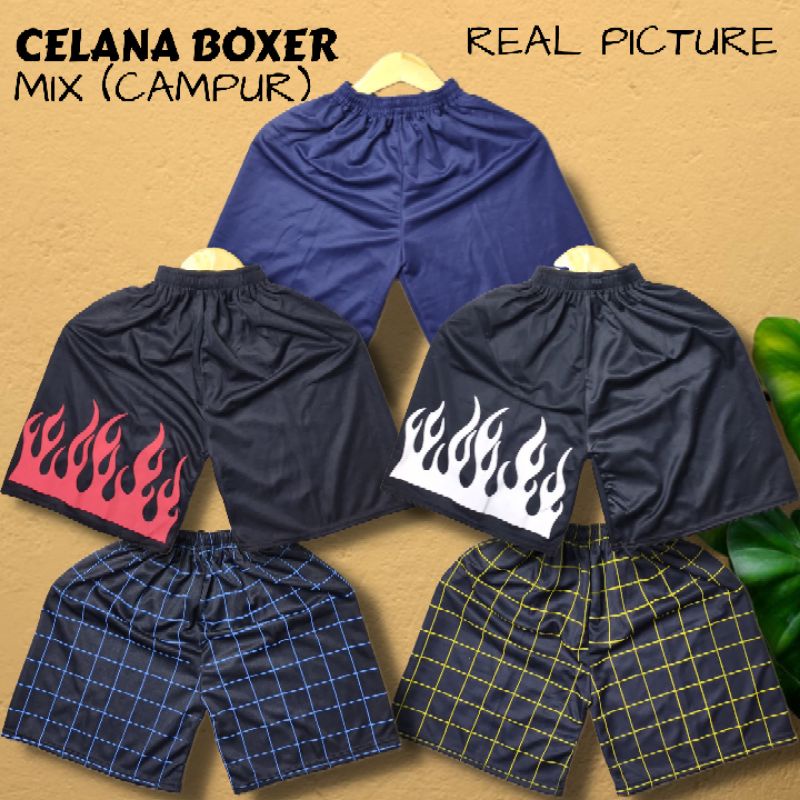 PAKET 10 CELANA BOXER PRIA WANITA PENDEK DEWASA TERBARU KATOK KOLOR UNISEX OLAHRAGA VOLY FUTSAL MURAH