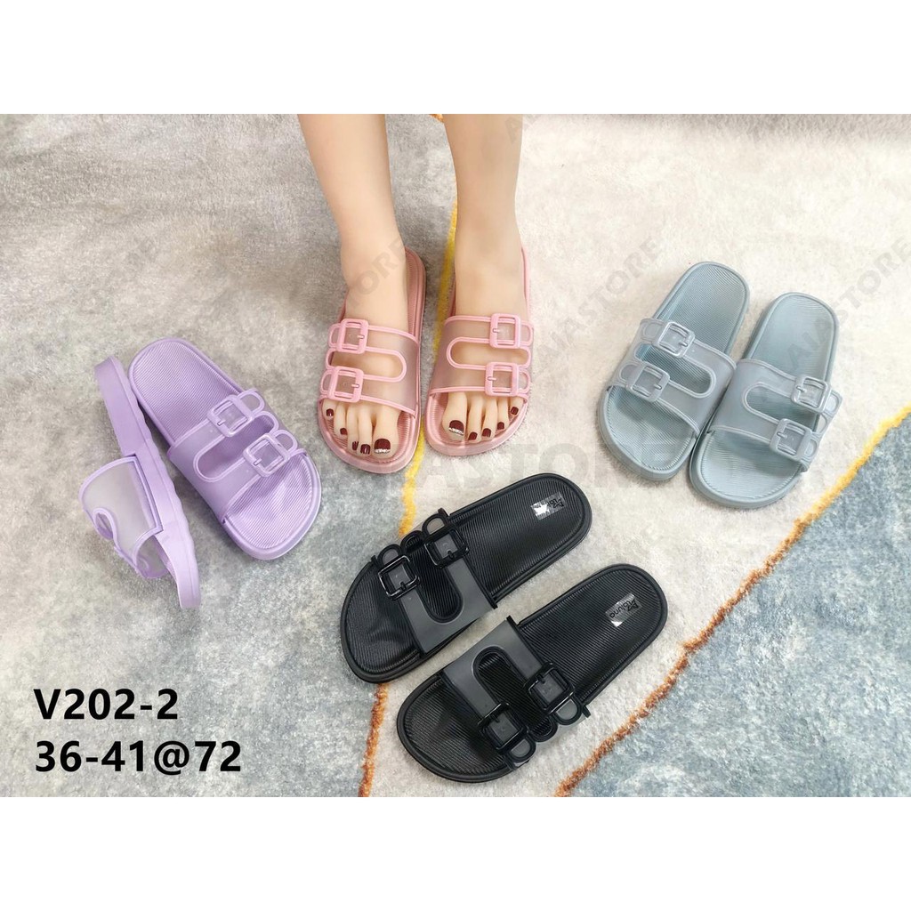 Sandal Slop Wanita Korea / Sandal Slop Bening Cewek Gesper - V202-1 / Sandal Wilona