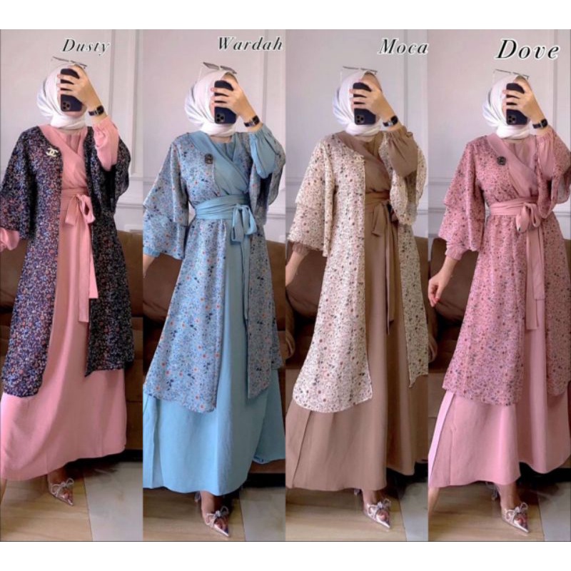 NEW SET OUTER DRESS + OUTER VIRAL GAMIS ROMPI KEKINIAN DRESS 2 IN 1