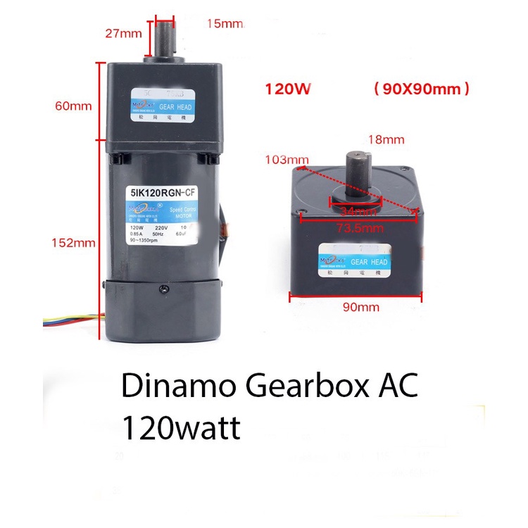 DINAMO MOTOR GEARBOX AC 220V Speed Control 120 (RGN)