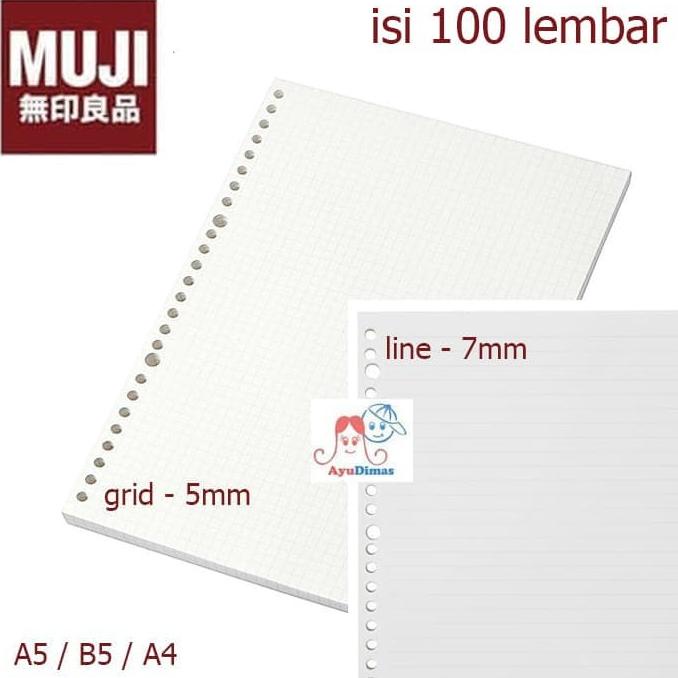 

MUJI - Loose Leaf paper A5/B5/A4 - line / Grid / Dot / Blank - kertas Star Seller Termurah