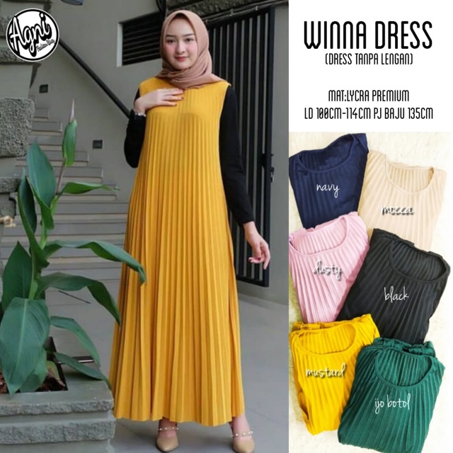 Winna dress plisket kutung ( tanpa lengan )