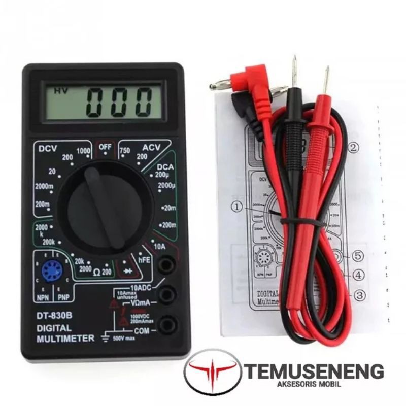 Dt830B Multimeter Multitester Avometer Dc 12V 24V Ac 220V Alat Test Aki Accu Tegangan Tester Listrik