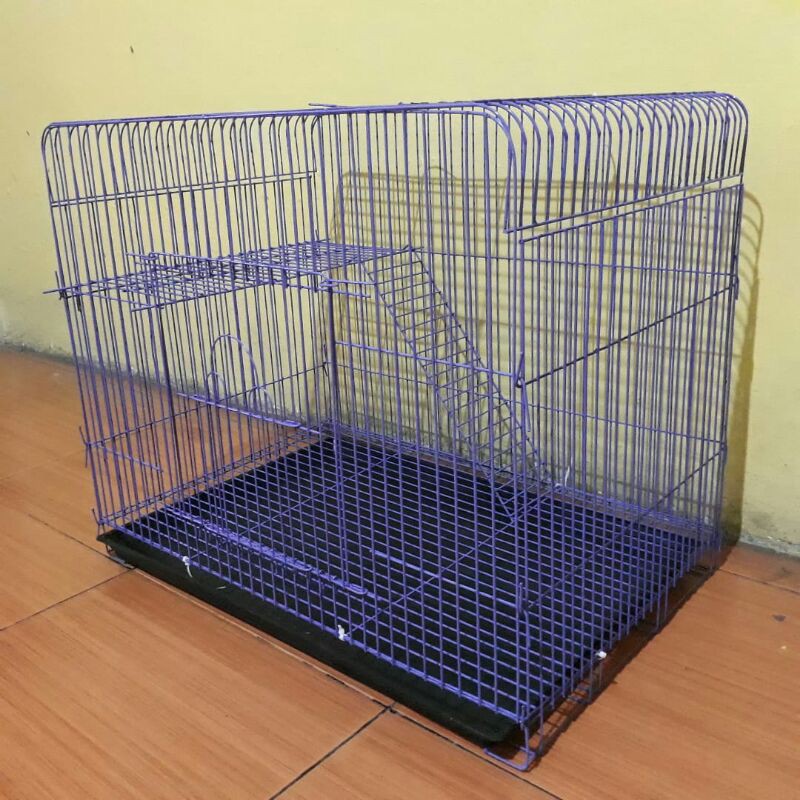 Kandang hewan tingkat galvanis 60x40x48 untuk kucing kelinci kandang kucing-2
