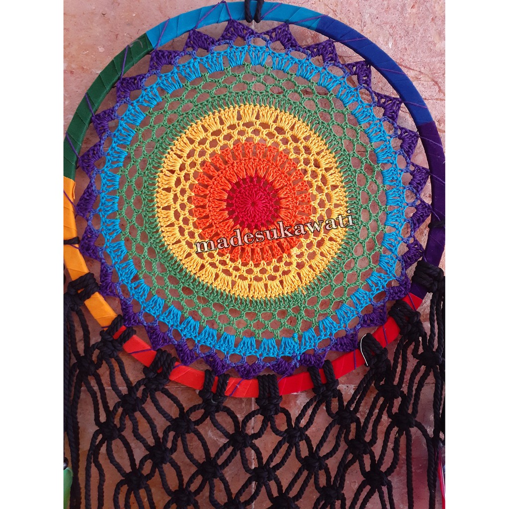 Dream catcher sulam bali motif rasta pelangi