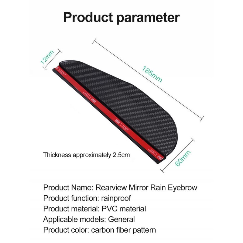 Aksesoris Mobil Motif Serat Karbon Motif Kaca Spion Mobil Alis Hujan Aksesoris Mobil Kaca Spion Rain Cover Serba Guna