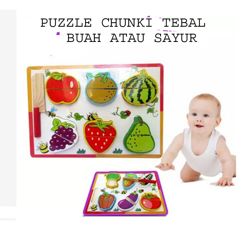 Mainan edukasi anak buah potong atau sayur potong magnet
