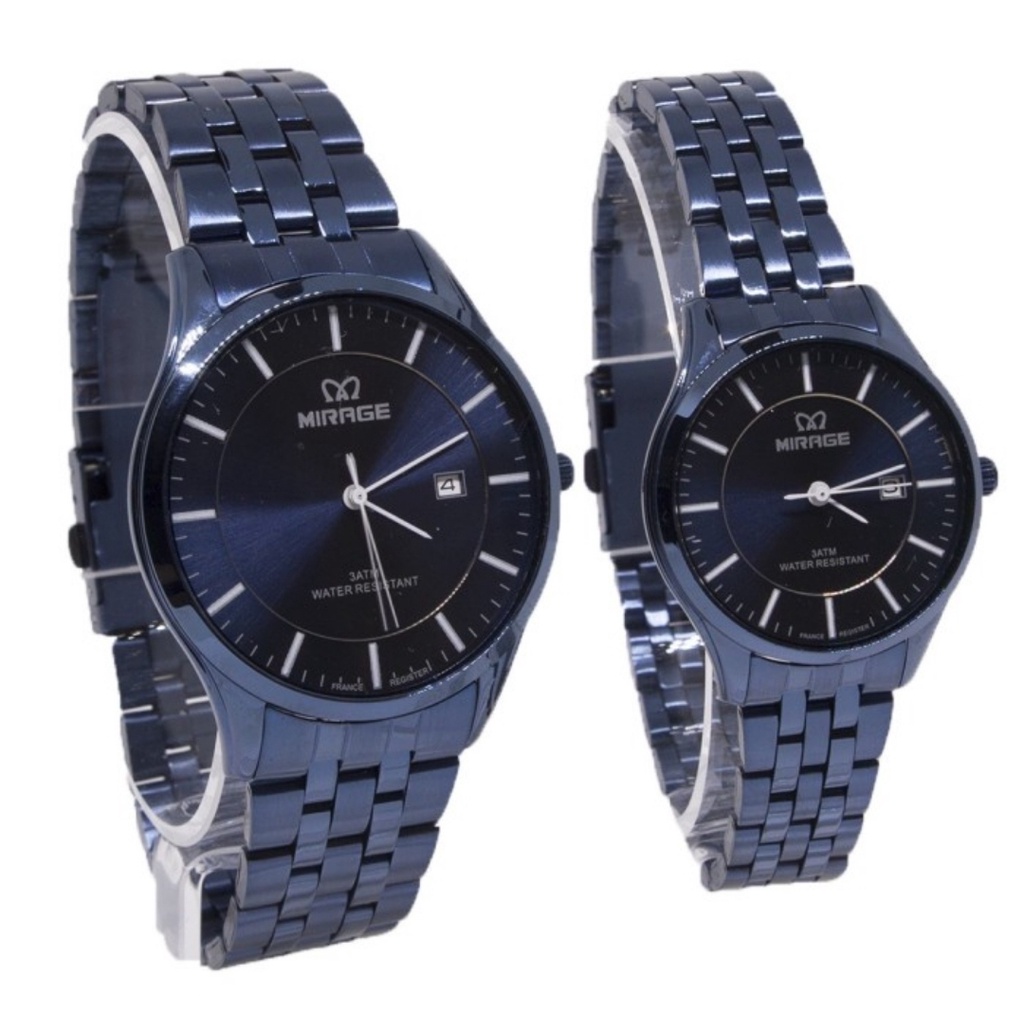 JAM TANGAN COUPLE MIRAGE NAVY BLUE ORIGINAL GARANSI RESMI ANTI AIR WATER RESISTANT AKSESORIS FASHION