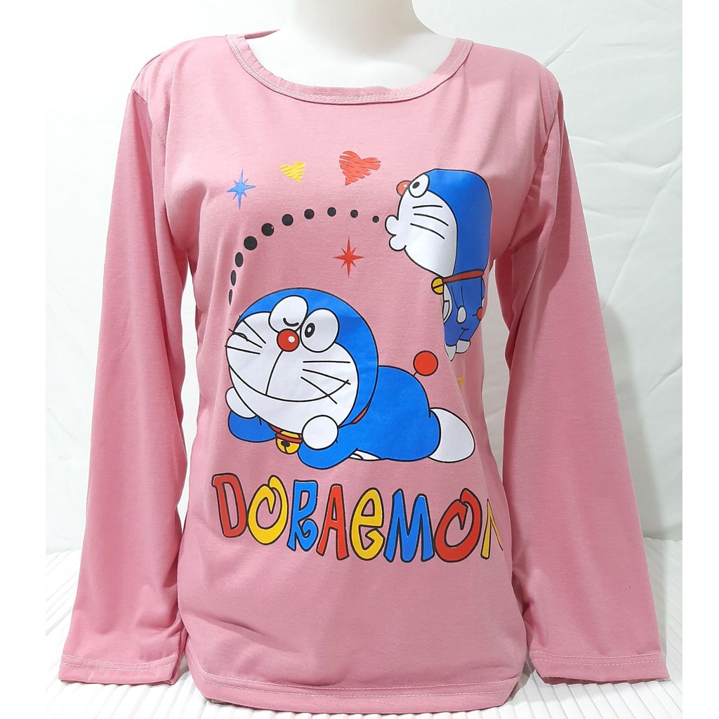 Kaos lengan panjang motif doraemon love/atasan ABG imut dan harga murah