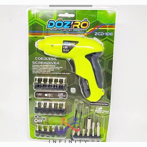 Termurah Bor Baterai Cordless Drill Mata Bor Mata Obeng Set DOZIRO 4.8 SERBAGUNA INF