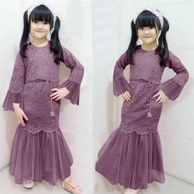 BAJU DRESS GAMIS ANAK KIDS BROKAT BRUKAT PESTA KONDANGAN UMROH RENDA MAXI MAXY IMPORT ANAK WANITA MU