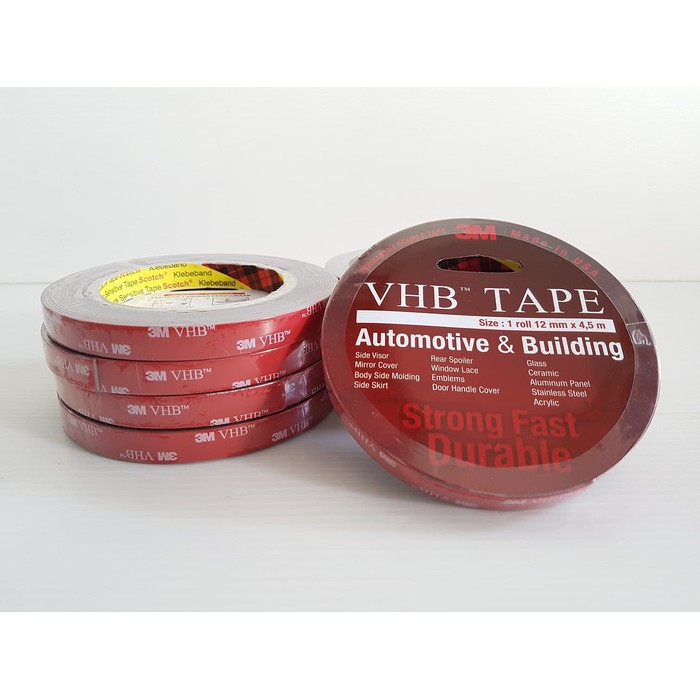 Isolasi Bolak Balik Double Tape 3M VHB 12 24 Merah Original Made in USA 12mm 24mm