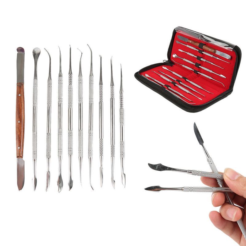 10PCS Dental Carving Set/Alat Instrument Carving/Dental Carver Carving Set Instrumen Kit Stainless