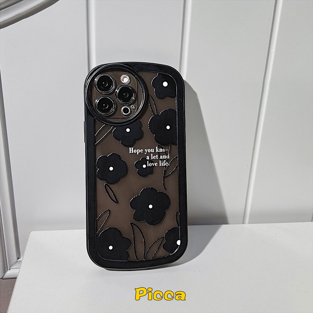 Soft Case TPU Motif Bunga Hitam Untuk Redmi 10A 10 9A 9 10C 9T 9C NFC Note 11pro 8 9s 9pro 11 10 10s 10pro