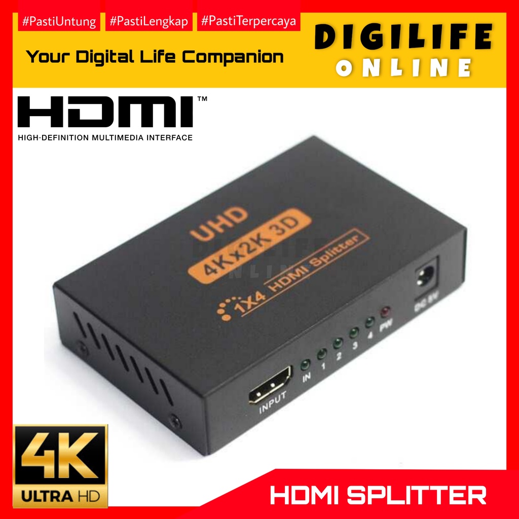 Splitter HDMI AIXXCO Cabang Spliter HDMI 1 to 4 4K Video TV Monitor - PC-48