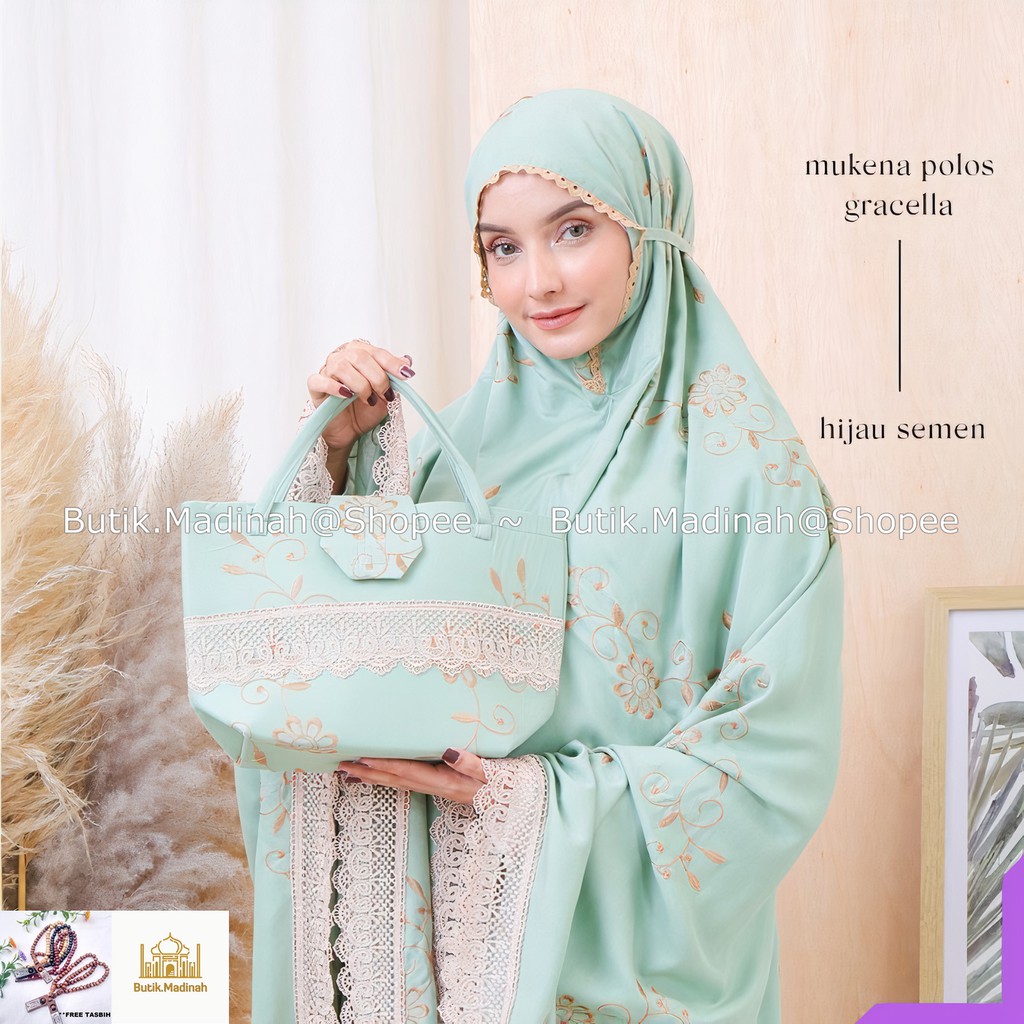 BUTIK.MADINAH MUKENA GRACELLA BORDIR BUNGA TERATAI MEWAH PREMIUM