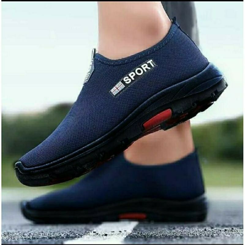8.8 mega sale! - Sport sepatu pria AEROSPORT sepatu pria slip on snikers sekolah | kuliah warna hitam sepatu formal kerja sepatu slip termurah-2