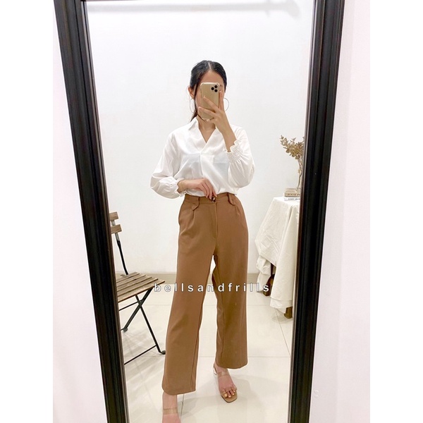 RENA Pants Knit Kancing Formal Kulot / Kulot Korea Casual / Loose Pants Wanita 1017