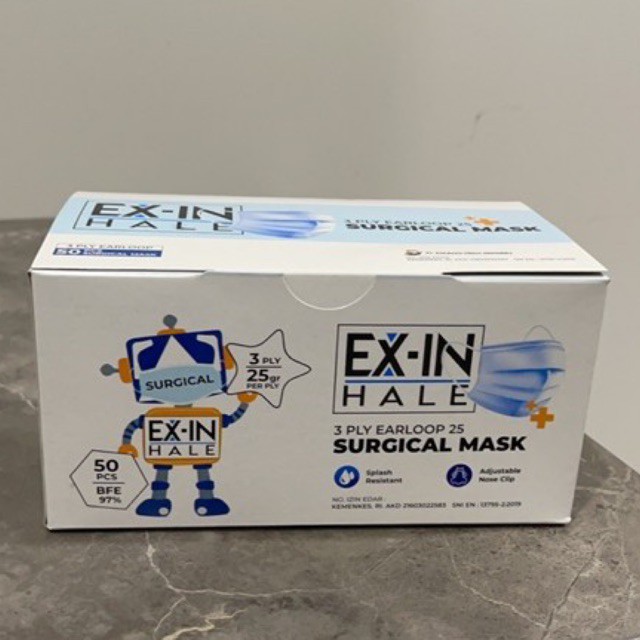 SURGICAL MASK 4 PLY EARLOOP | MASKER MEDIS SEKALI PAKAI - EX IN HALE