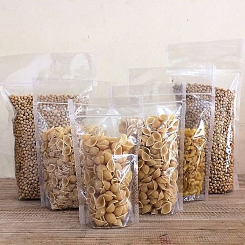 Isi 50pcs Plastik Standing Pouch/Plastik Kemasan Snack/Plastik Klip Berdiri Double Seal Murah