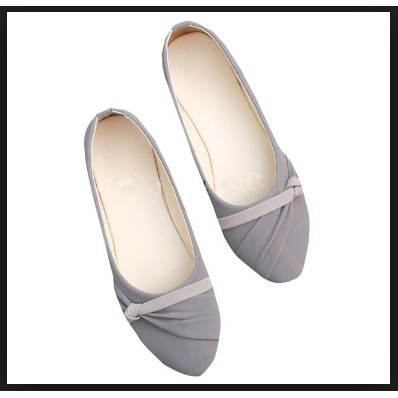 Vahn SUKI Sepatu Flat Shoes Kerja Wanita Casual Santai Hitam Abu FMD05