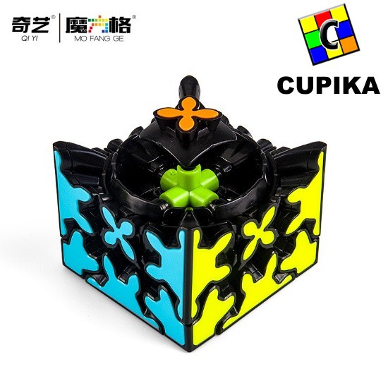 Rubik 3x3 QiYI Gear Cube 57mm Black Based TILE Blackbase termurah ASLI Original Baru