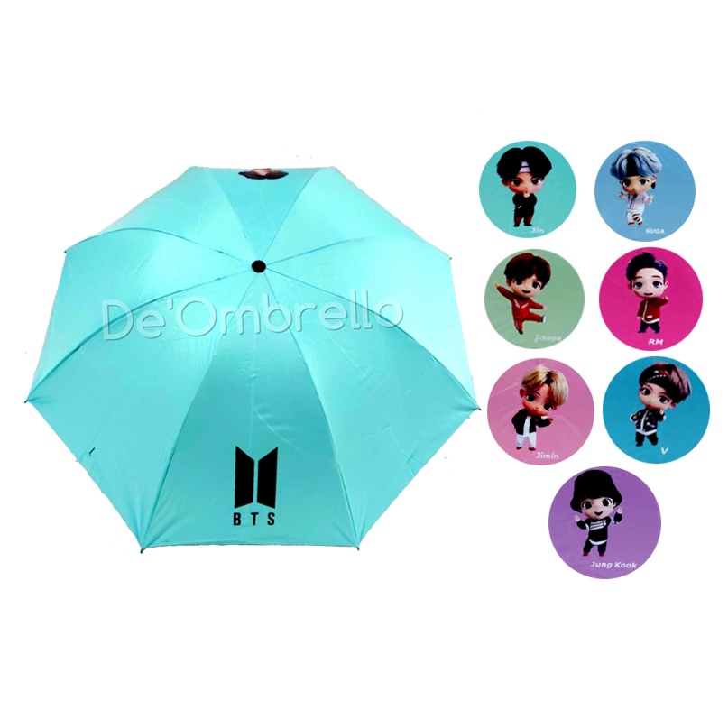 (504)Payung Lipat 4 Fancy Motif BTS Anti UV