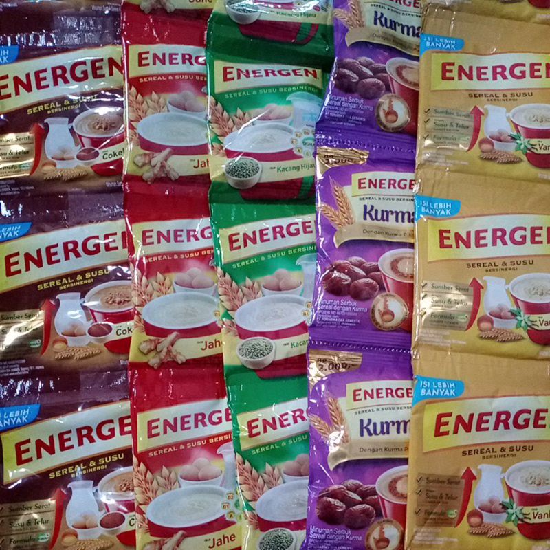 

Energen Renteng sereal dan susu coklat vanila jahe kurma kacang hijau