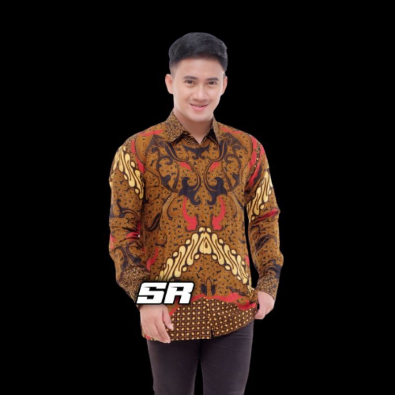 Batik Pria Lengan Panjang BATIK BERKAH HRB026 motif KERATONAN Kode 002 size M L XL XXL Reguler