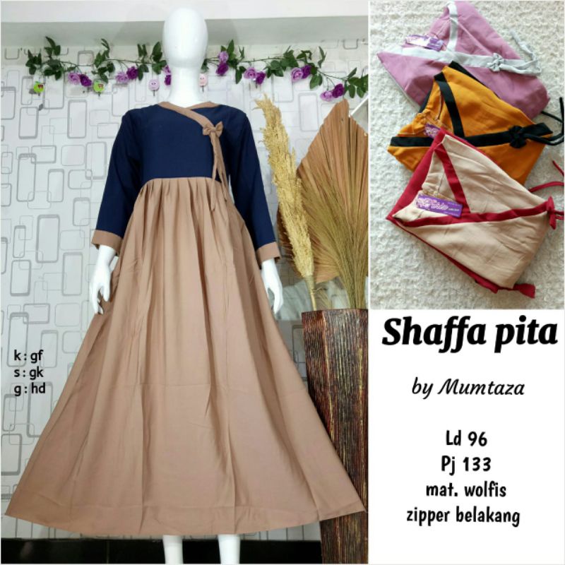 Gamis Shaffa Pita, Gamis Wolfis Polos pita, Dress Panjang